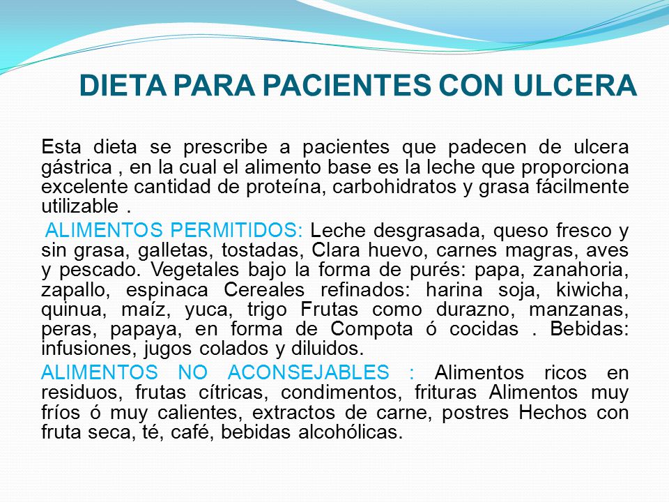 Dieta para personas con gastritis y ulceras